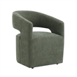 Bowery Hill Arm Chair with Casters and Green Linen Upholstery