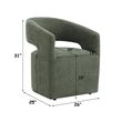Bowery Hill Arm Chair with Casters and Green Linen Upholstery