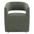 Bowery Hill Arm Chair with Casters and Green Linen Upholstery