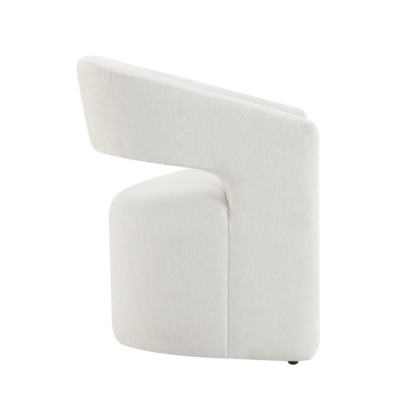 Bowery Hill Swivel Dining Arm Chair with Casters in Cream Linen