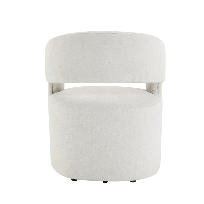 Bowery Hill Swivel Dining Arm Chair with Casters in Cream Linen