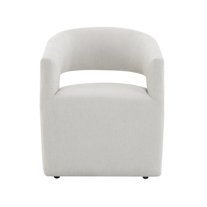 Bowery Hill Swivel Dining Arm Chair with Casters in Cream Linen