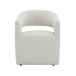 Bowery Hill Swivel Dining Arm Chair with Casters in Cream Linen