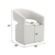 Bowery Hill Swivel Dining Arm Chair with Casters in Cream Linen