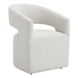 Bowery Hill Swivel Dining Arm Chair with Casters in Cream Linen