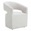 Bowery Hill Swivel Dining Arm Chair with Casters in Cream Linen