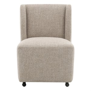 Bowery Hill Swivel Side Chair with Casters in Taupe Chenille Fabric