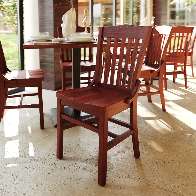 Bowery Hill Wood Restaurant Dining Chair in Mahogany Finish