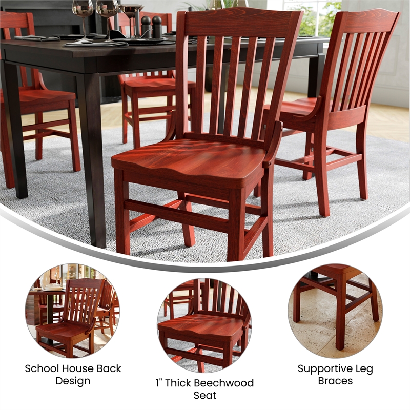 Bowery Hill Wood Restaurant Dining Chair in Mahogany Finish