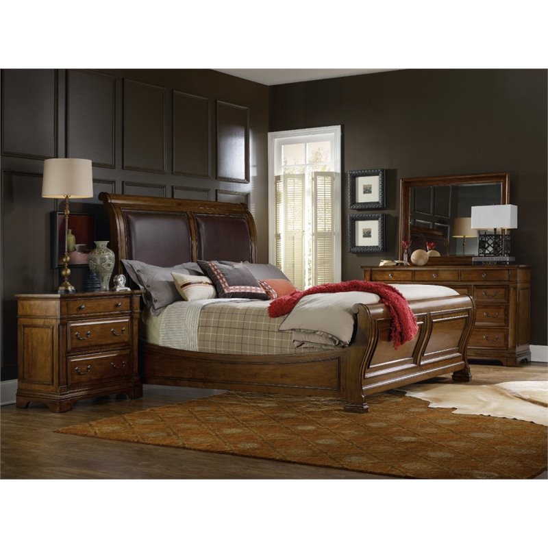 Bowery Hill Landscape Bedroom Mirror in Warm Chestnut Finish