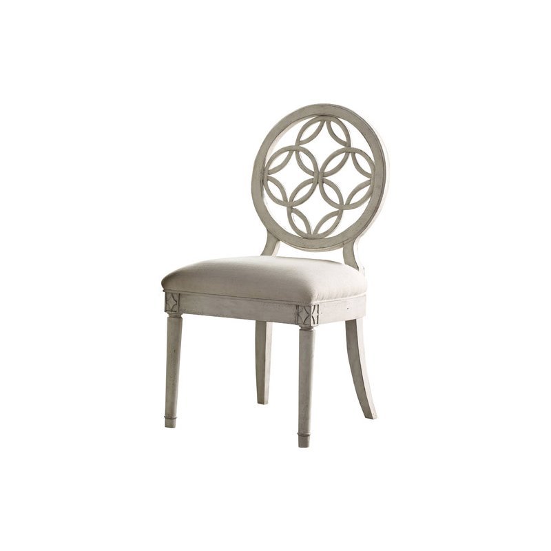 Bowery Hill Upholstered Dining Side Chair in Distressed White