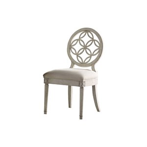 Bowery Hill Upholstered Dining Side Chair in Distressed White