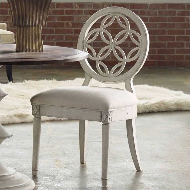 Bowery Hill Upholstered Dining Side Chair in Distressed White