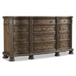 Bowery Hill 12-Drawer Triple Dresser in Rustic Walnut Wood Finish