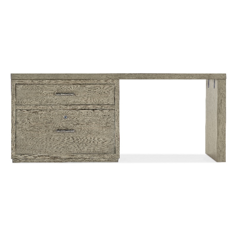 Bowery Hill 72in Home Office Desk with Lateral File Drawer in Smoked Gray