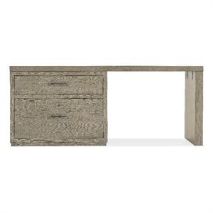 Bowery Hill 72in Home Office Desk with Lateral File Drawer in Smoked Gray