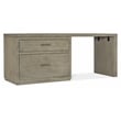 Bowery Hill 72in Home Office Desk with Lateral File Drawer in Smoked Gray