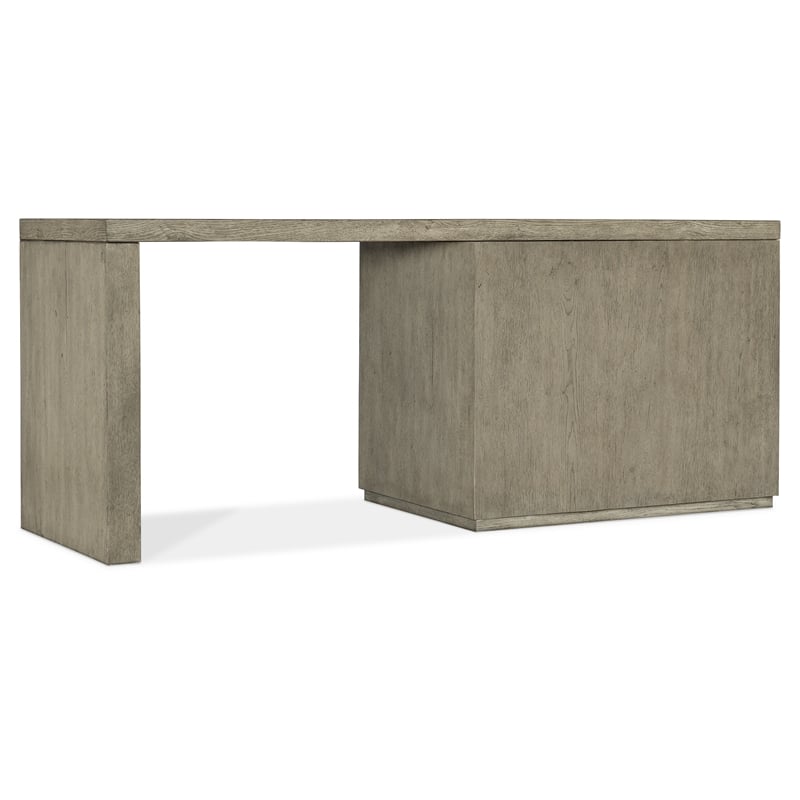 Bowery Hill 72in Home Office Desk with Lateral File Drawer in Smoked Gray