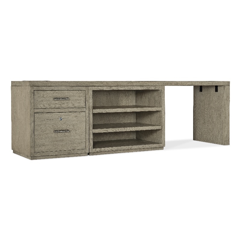 Bowery Hill 96in Home Office Desk with File and Open Cabinet