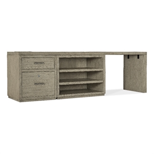 Bowery Hill 96in Home Office Desk with File and Open Cabinet