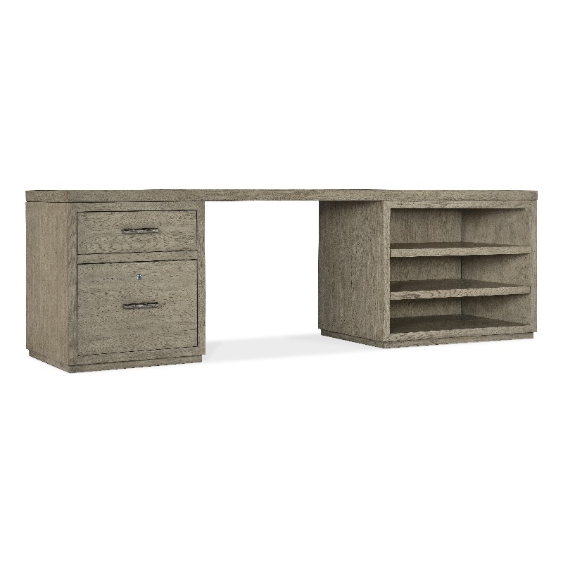 Bowery Hill 96in Home Office Desk with One File and Open Cabinet