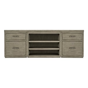 Bowery Hill 84in Home Office Credenza with Open Cabinet and Files