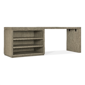 Bowery Hill 84in Home Office Desk with Open Cabinet in Smoked Gray