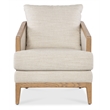 Bowery Hill Stationary Accent Chair in Beige Linen with Oak Frame