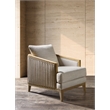 Bowery Hill Stationary Accent Chair in Beige Linen with Oak Frame