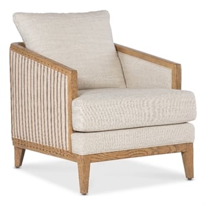Bowery Hill Stationary Accent Chair in Beige Linen with Oak Frame
