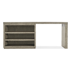 Bowery Hill 72in Home Office Desk with Open Storage Cabinet in Smoked Gray