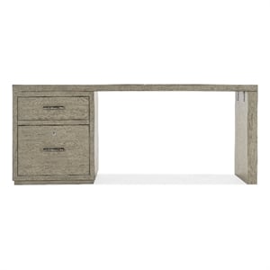 Bowery Hill 72in Home Office Desk with One File Drawer in Smoked Gray