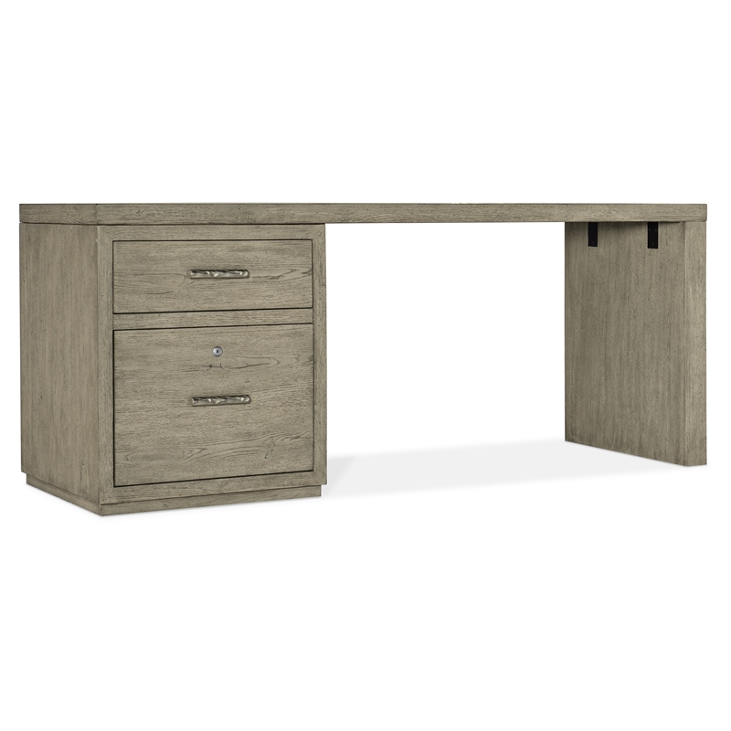 Bowery Hill 72in Home Office Desk with One File Drawer in Smoked Gray