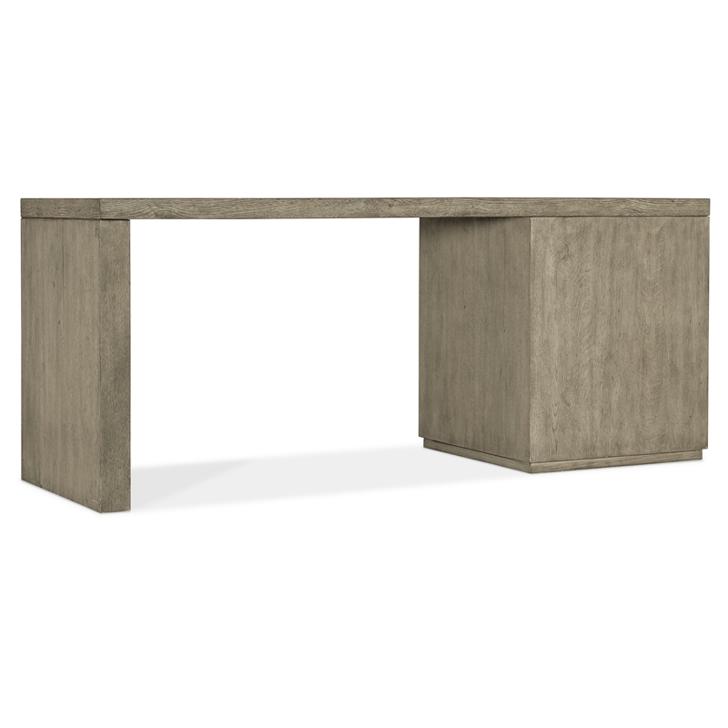 Bowery Hill 72in Home Office Desk with One File Drawer in Smoked Gray