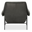 Bowery Hill Baseball Stitch Club Chair in Gray Leather with Metal Frame
