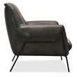 Bowery Hill Baseball Stitch Club Chair in Gray Leather with Metal Frame