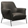 Bowery Hill Baseball Stitch Club Chair in Gray Leather with Metal Frame