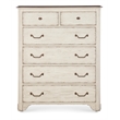 Bowery Hill 6-Drawer Two-Tone Chest in White Distressed Wood