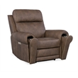 Bowery Hill Power Leather Recliner with Power Headrest in Brown