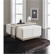 Bowery Hill Bridged Hair-on-Hide Leather Cocktail Table in White