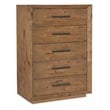 Bowery Hill Hickory Veneer and Solid Wood 5-Drawer Chest in Brown