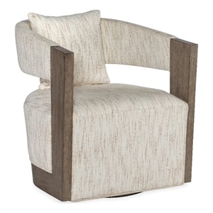 Bowery Hill Veneer and Fabric Swivel Chair with Loose Pillow in Gray