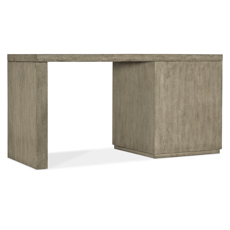 Bowery Hill 60in Home Office Desk with One File Drawer in Smoked Gray