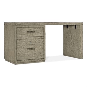 Bowery Hill 60in Home Office Desk with One File Drawer in Smoked Gray