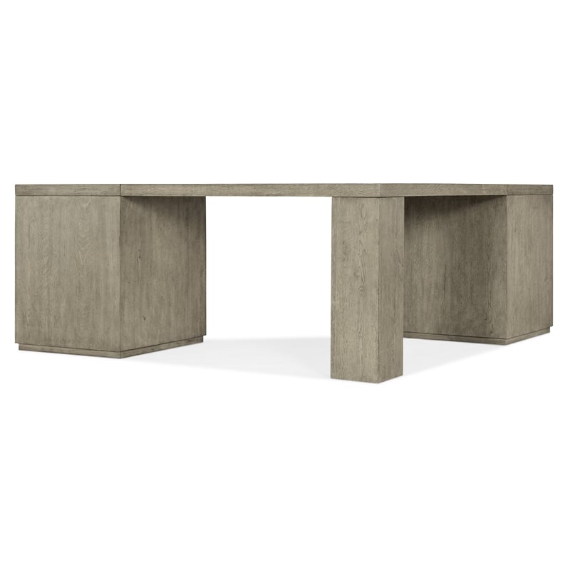 Bowery Hill Home Office Corner Desk with Two File Drawers in Smoked Gray