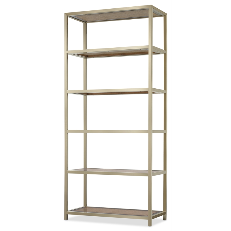 Bowery Hill Etagere with Stainless Steel Frame and Cane Shelves