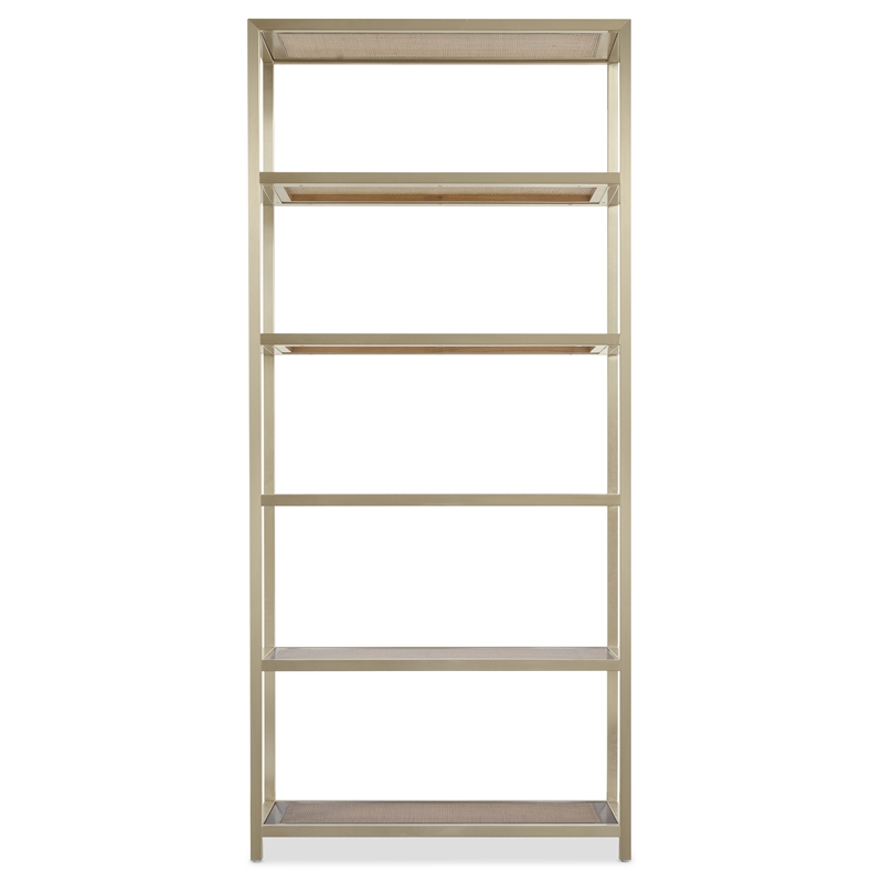 Bowery Hill Etagere with Stainless Steel Frame and Cane Shelves