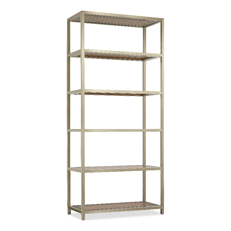 Bowery Hill Etagere with Stainless Steel Frame and Cane Shelves