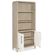 Bowery Hill Two-Tone Bookcase with Leathered Doors in Natural Wood