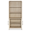 Bowery Hill Two-Tone Bookcase with Leathered Doors in Natural Wood